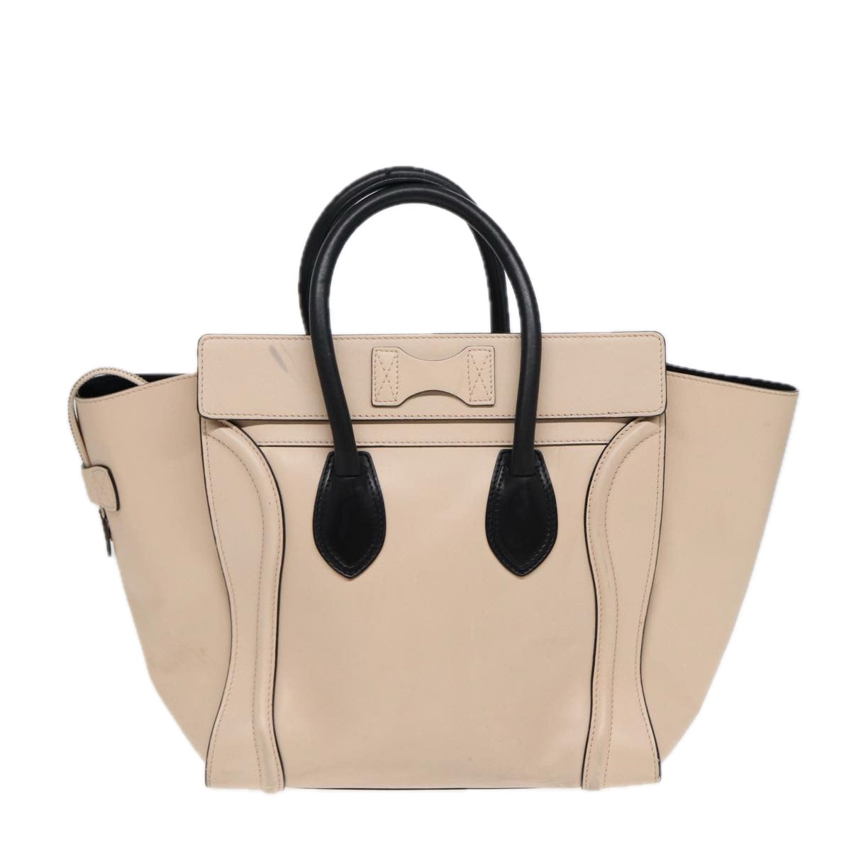 CELINE Luggage Mini Shopper Hand Bag Leather Beige Auth ar12490 - 0