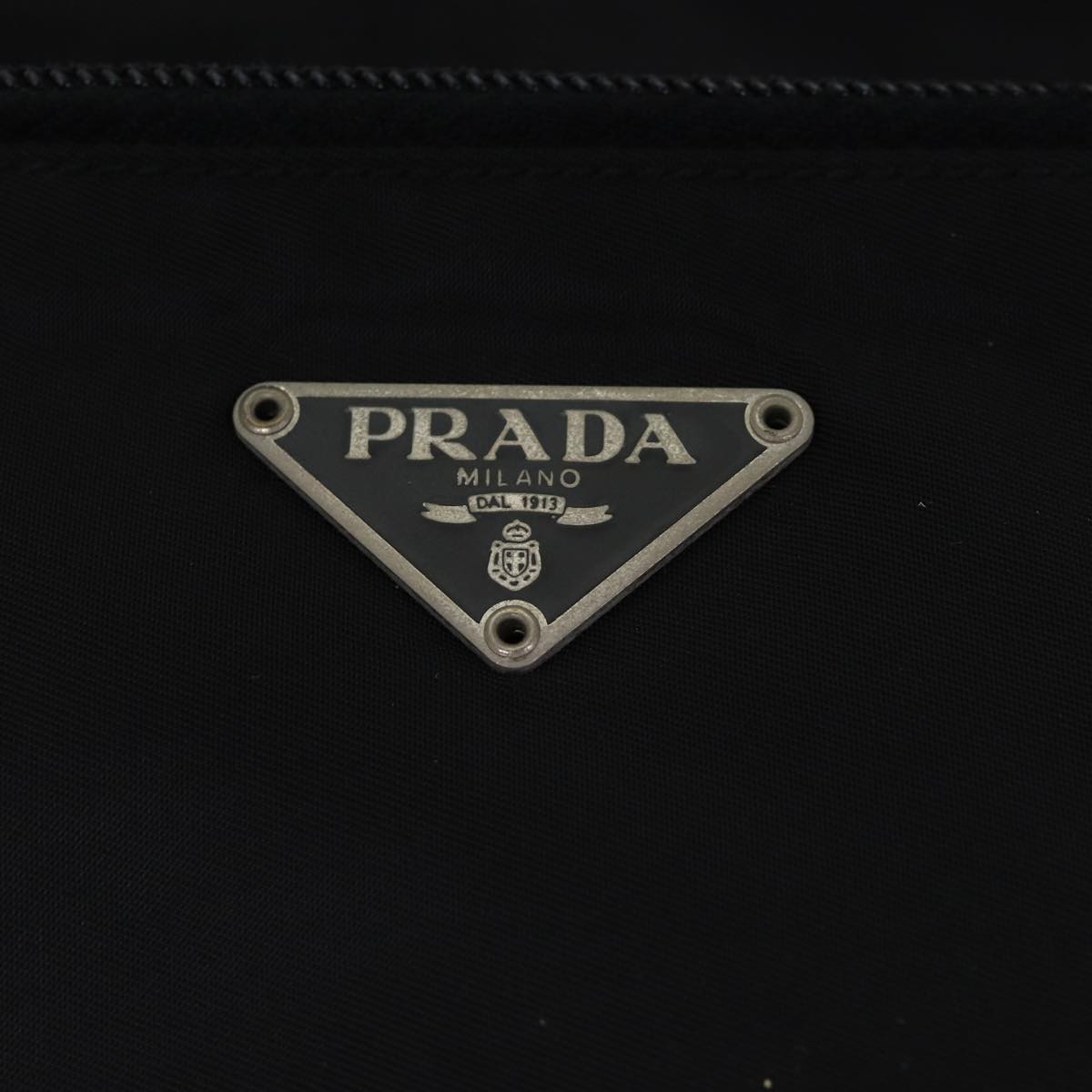 PRADA Shoulder Bag Nylon Black Silver Auth ar12495