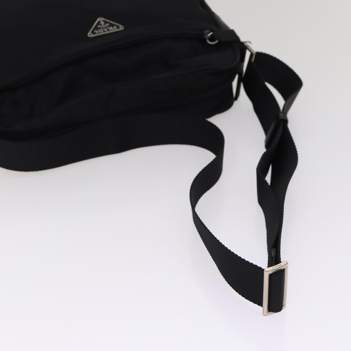 PRADA Shoulder Bag Nylon Black Silver Auth ar12495