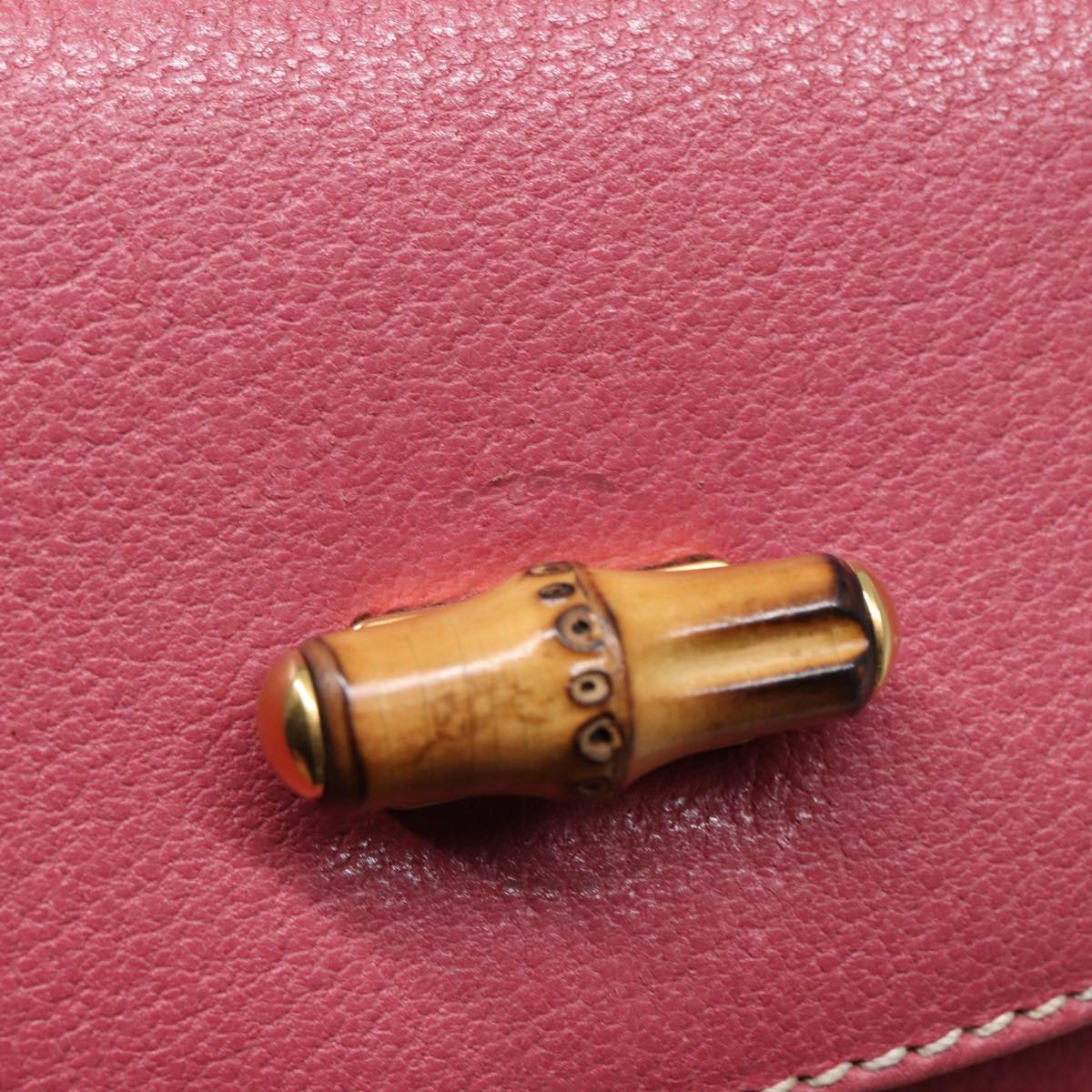 GUCCI Bamboo Hand Bag Leather Pink Gold 000 781 0244 Auth ar12497A