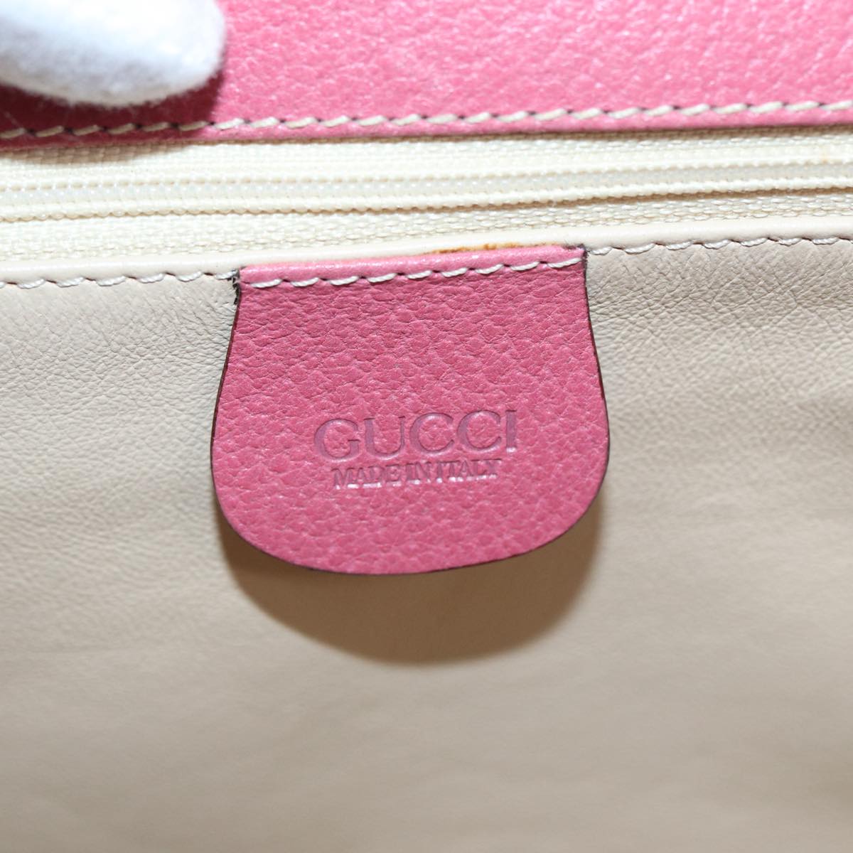 GUCCI Bamboo Hand Bag Leather Pink Gold 000 781 0244 Auth ar12497A