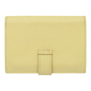 HERMES Baan Card Case Leather Yellow Silver Auth ar12506-2