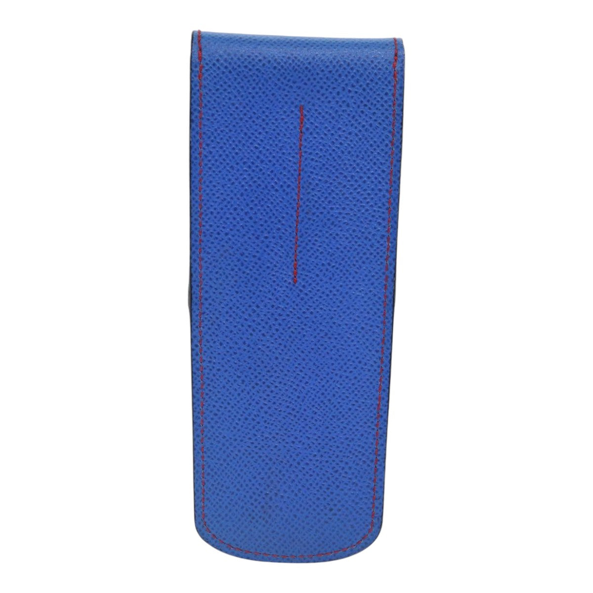 HERMES Pen Case Leather Blue Red Auth ar12507