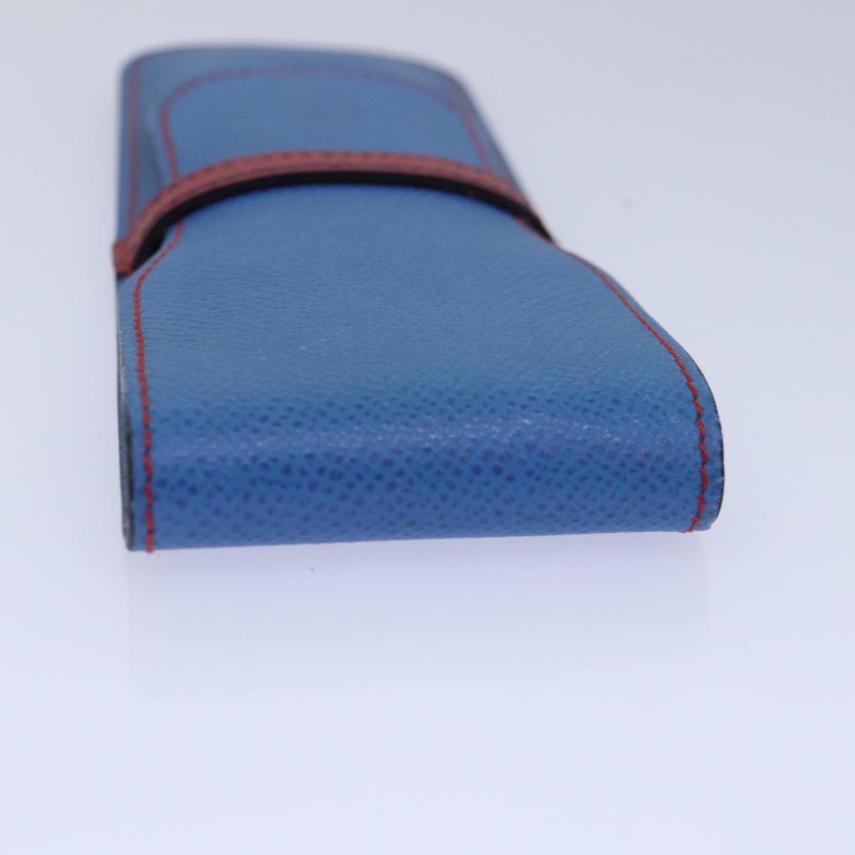 HERMES Pen Case Leather Blue Red Auth ar12507