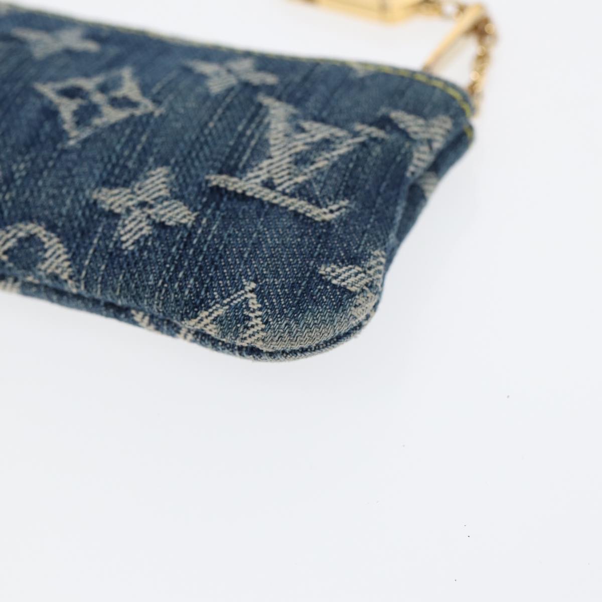 LOUIS VUITTON Monogram Denim Pochette Cles Coin Purse Blue M95343 Auth ar12516