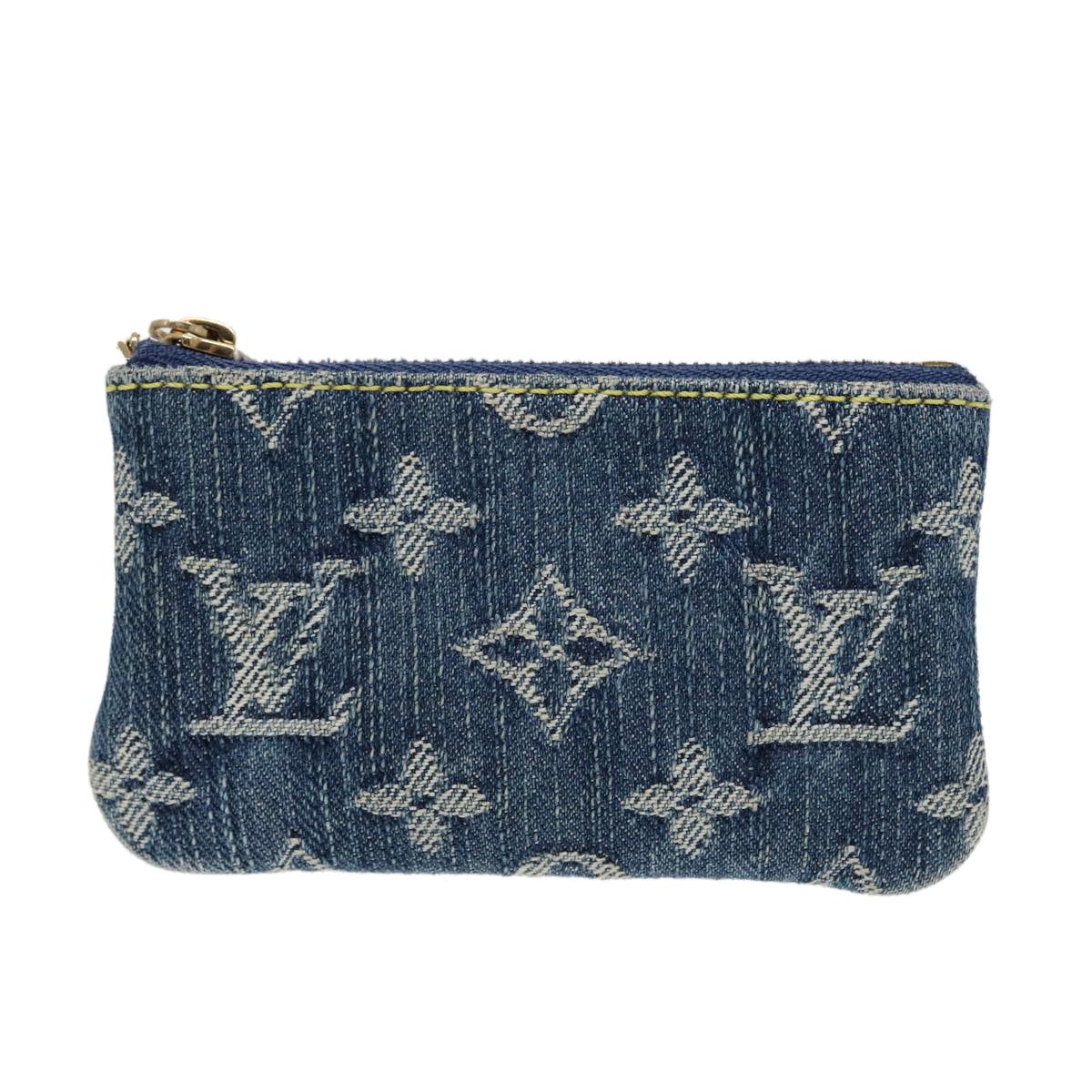 LOUIS VUITTON Monogram Denim Pochette Cles Coin Purse Blue M95343 Auth ar12516