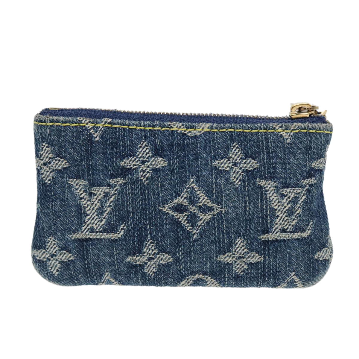 LOUIS VUITTON Monogram Denim Pochette Cles Coin Purse Blue M95343 Auth ar12516 - 0