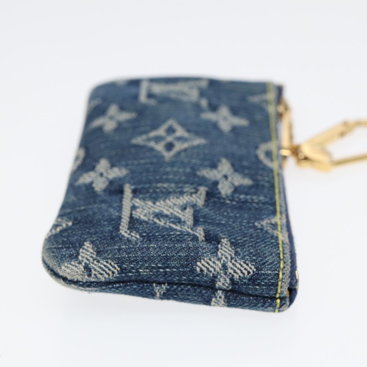 LOUIS VUITTON Monogram Denim Pochette Cles Coin Purse Blue M95343 Auth ar12516