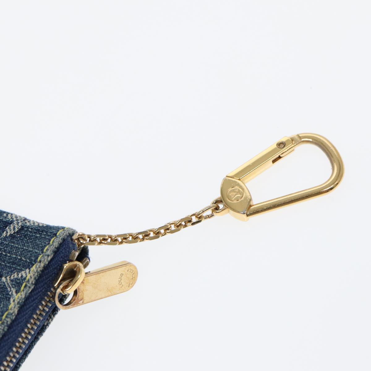 LOUIS VUITTON Monogram Denim Pochette Cles Coin Purse Blue M95343 Auth ar12516