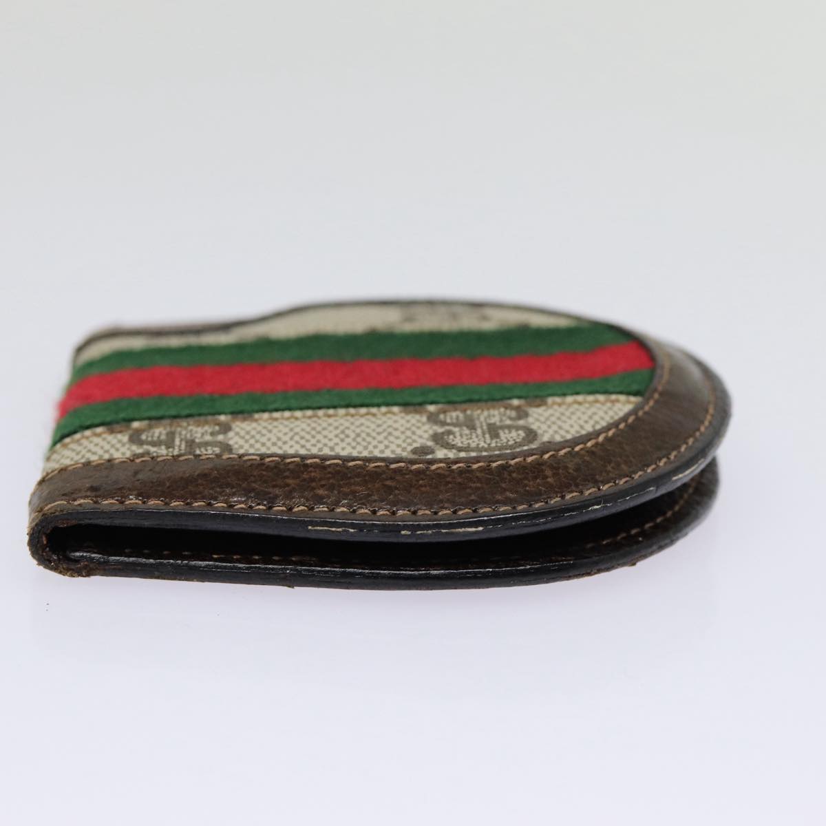 GUCCI GG Supreme Web Sherry Line Coin Purse PVC Beige Red Green Auth ar12530