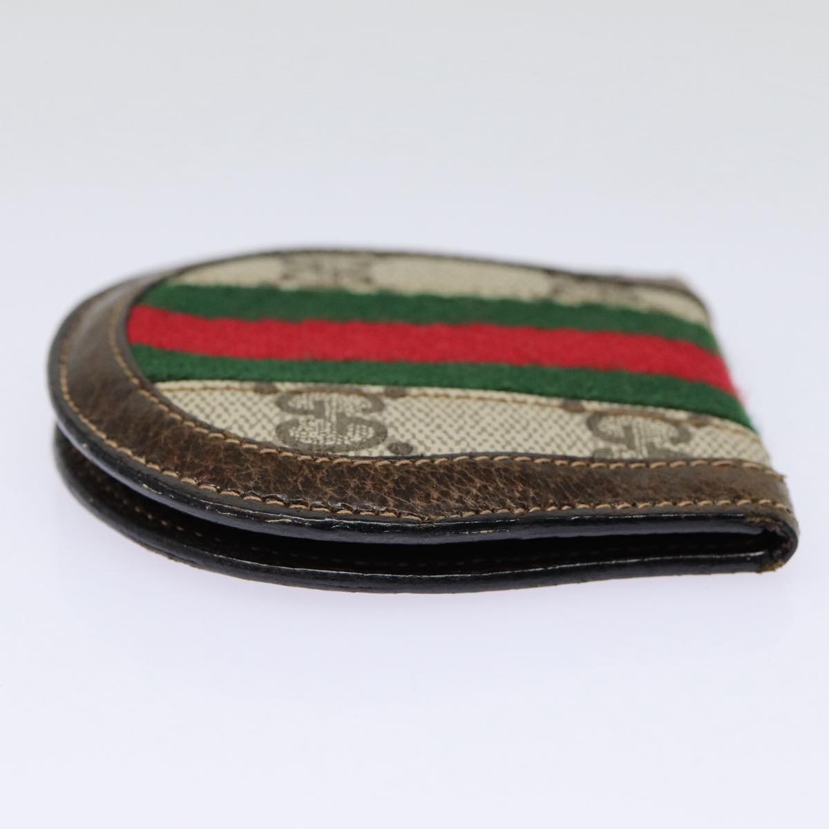 GUCCI GG Supreme Web Sherry Line Coin Purse PVC Beige Red Green Auth ar12530