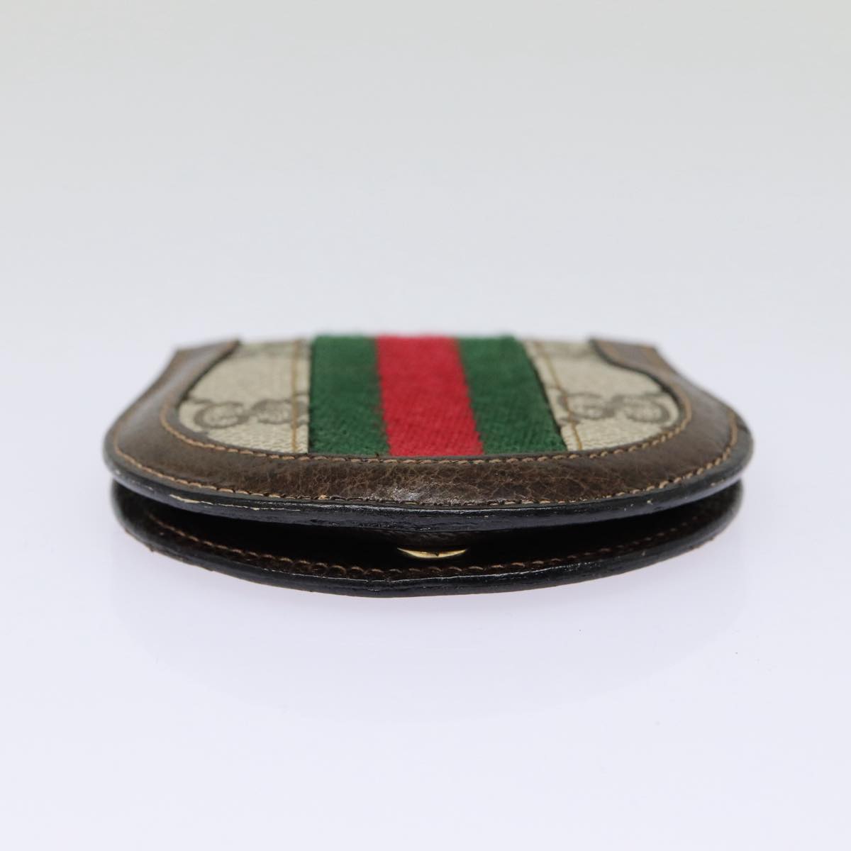 GUCCI GG Supreme Web Sherry Line Coin Purse PVC Beige Red Green Auth ar12530