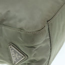 PRADA Tote Bag Nylon Khaki Silver Auth ar12536-9
