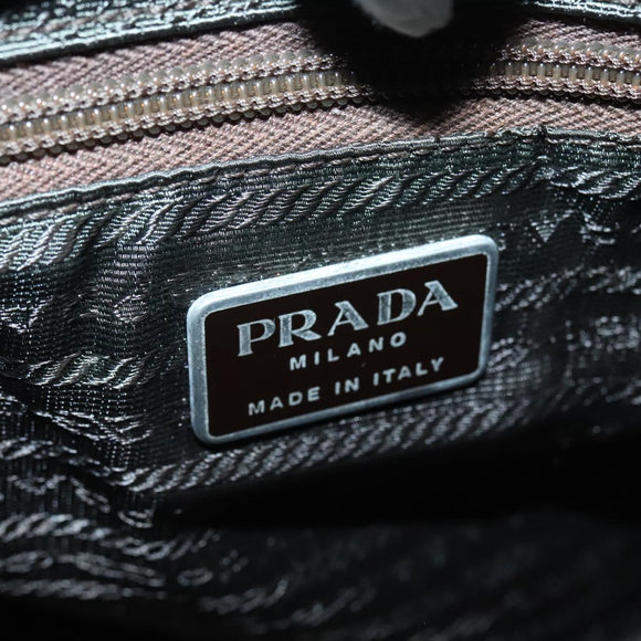 PRADA Tote Bag Nylon Khaki Silver Auth ar12536
