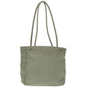 PRADA Tote Bag Nylon Khaki Silver Auth ar12536-1