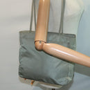PRADA Tote Bag Nylon Khaki Silver Auth ar12536-24