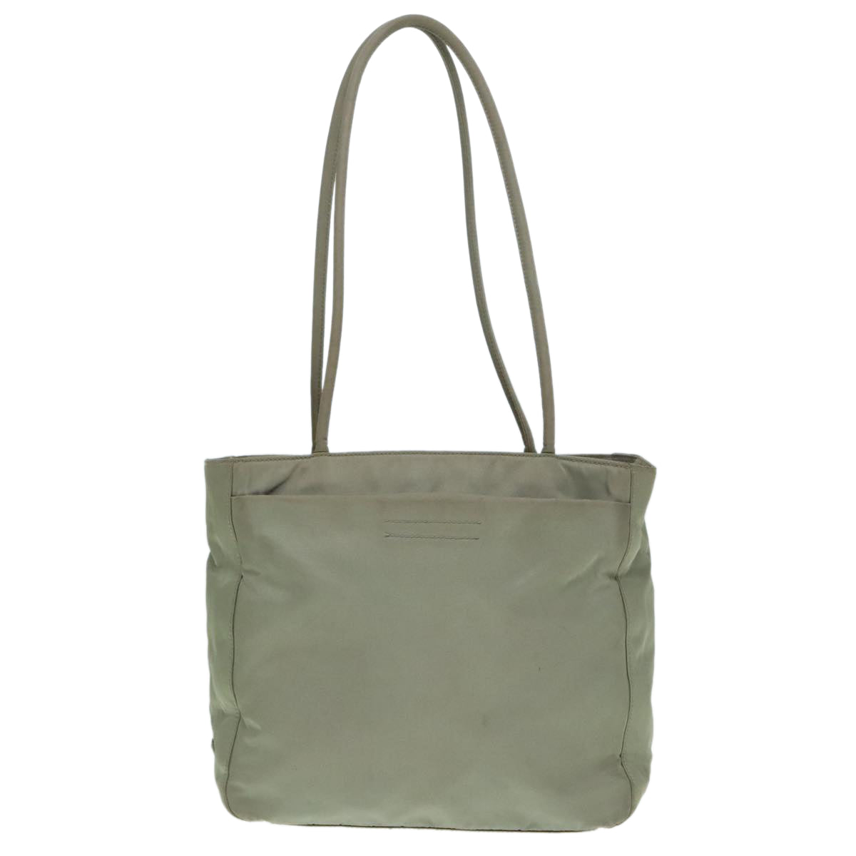 PRADA Tote Bag Nylon Khaki Silver Auth ar12536 - 0