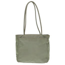 PRADA Tote Bag Nylon Khaki Silver Auth ar12536-13