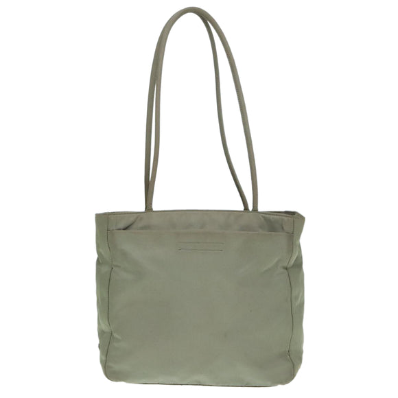PRADA Tote Bag Nylon Khaki Silver Auth ar12536