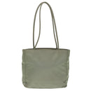 PRADA Tote Bag Nylon Khaki Silver Auth ar12536-2