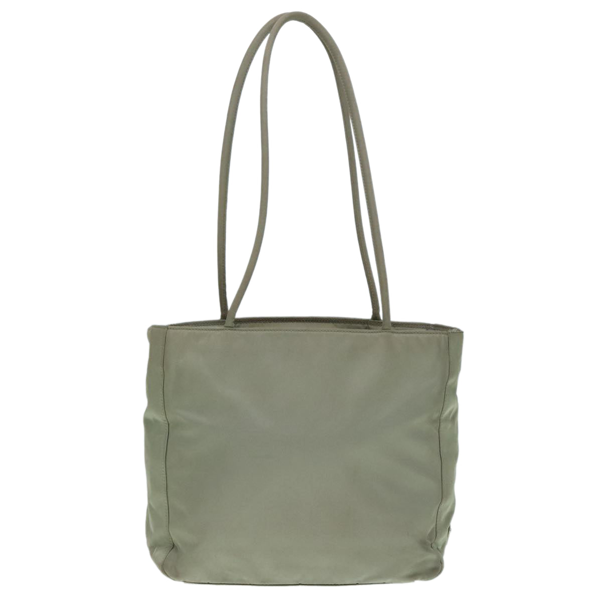 PRADA Tote Bag Nylon Khaki Silver Auth ar12536