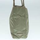 PRADA Tote Bag Nylon Khaki Silver Auth ar12536-4
