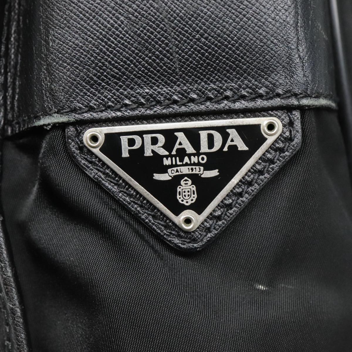 PRADA Shoulder Bag Nylon Black Silver Auth ar12545