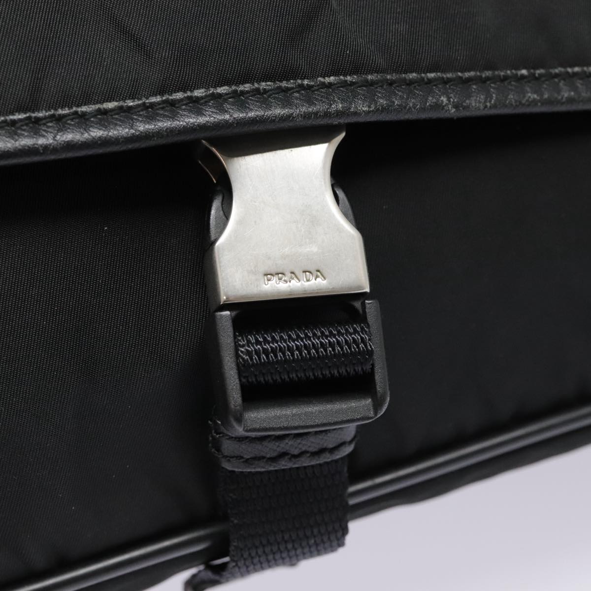 PRADA Shoulder Bag Nylon Black Silver Auth ar12545