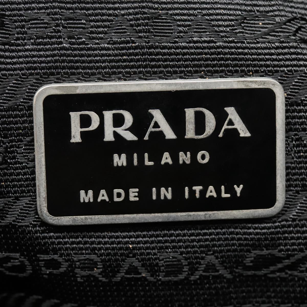 PRADA Shoulder Bag Nylon Black Silver Auth ar12545