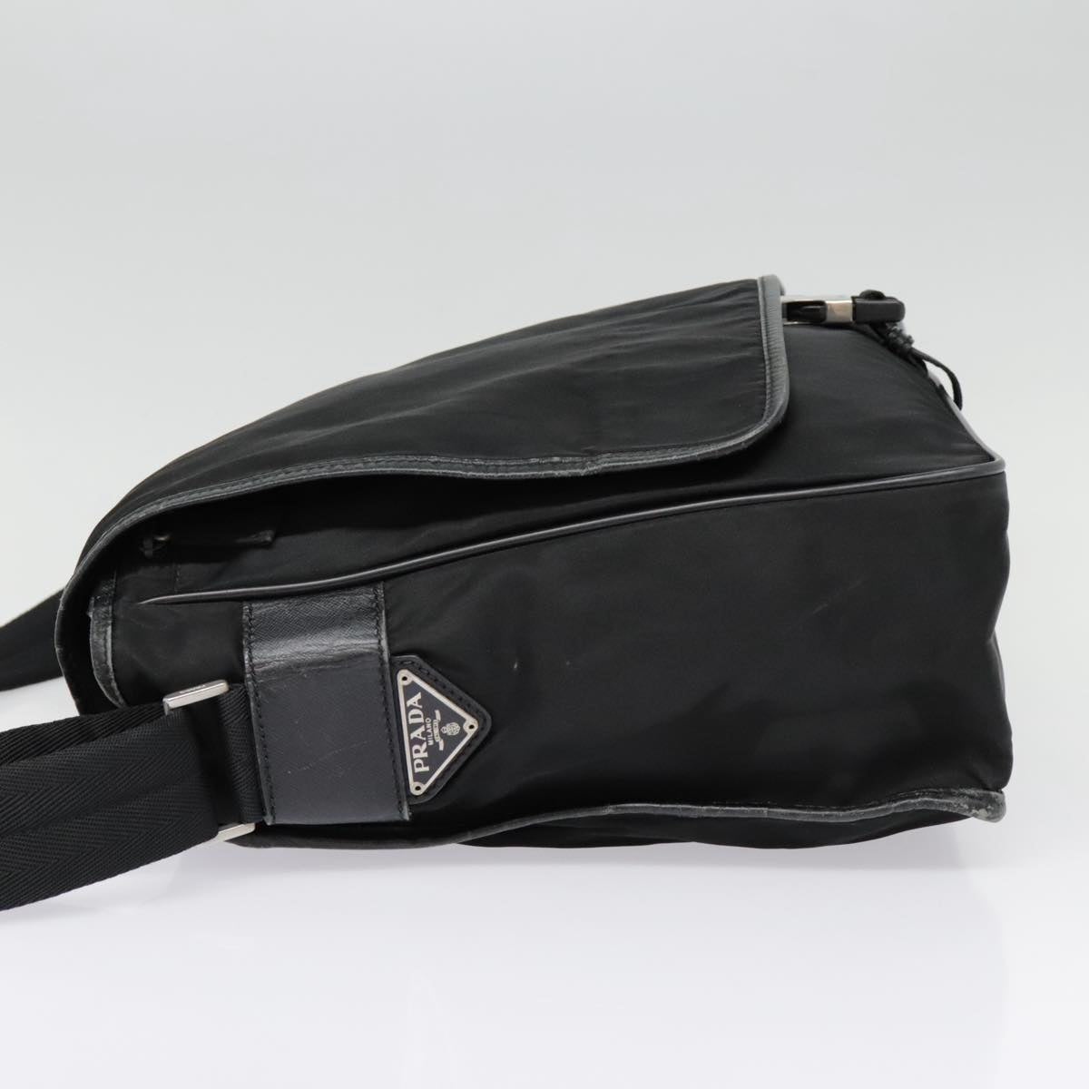 PRADA Shoulder Bag Nylon Black Silver Auth ar12545