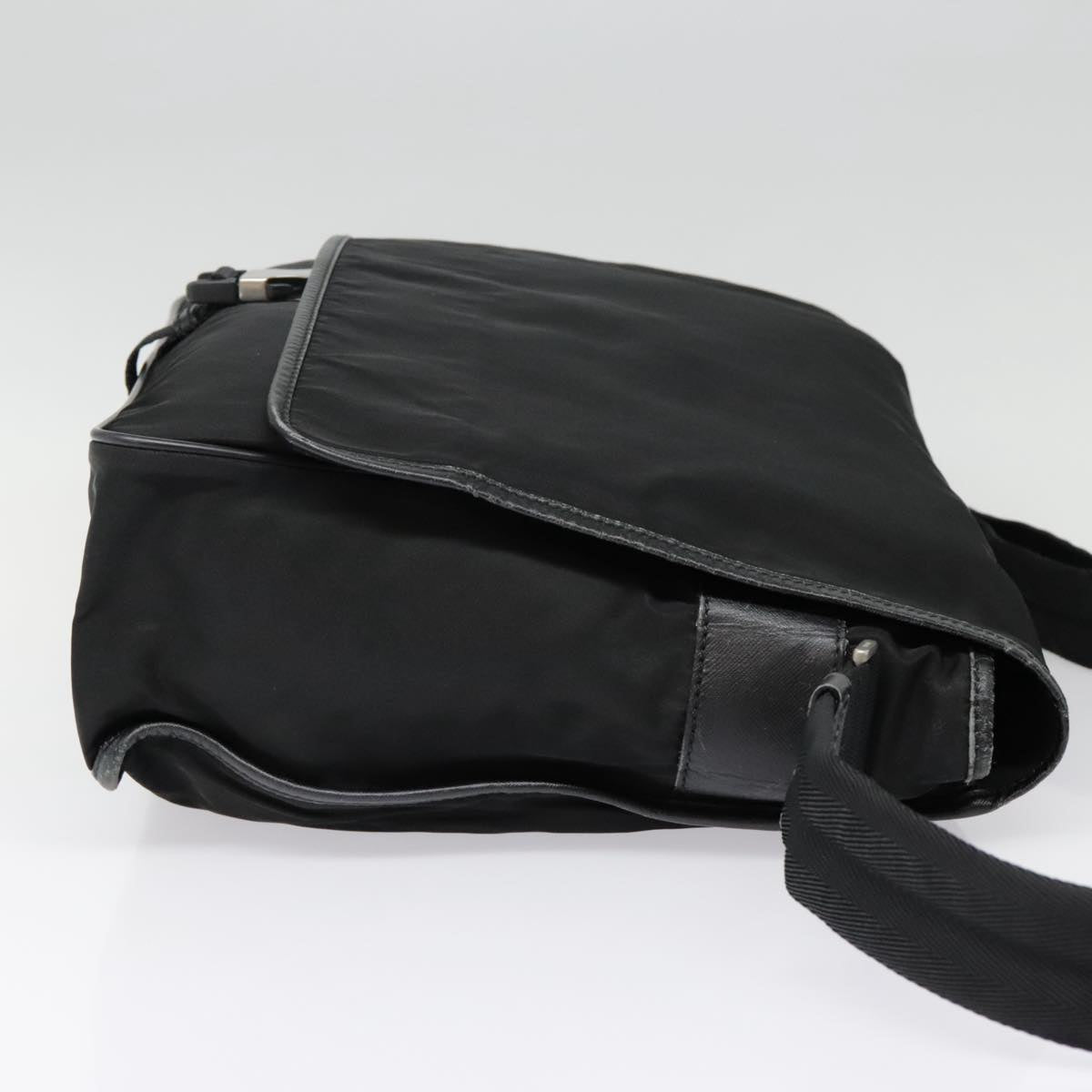 PRADA Shoulder Bag Nylon Black Silver Auth ar12545