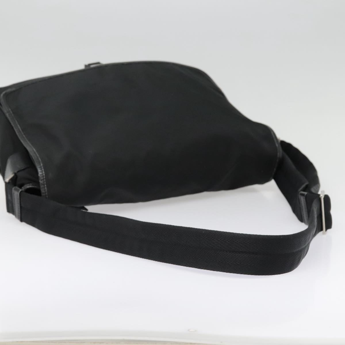 PRADA Shoulder Bag Nylon Black Silver Auth ar12545