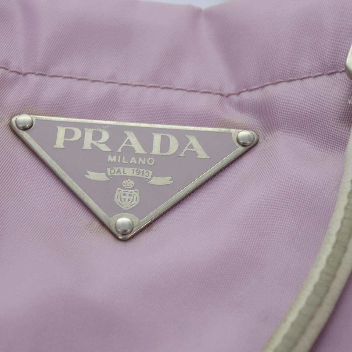 PRADA Hand Bag Nylon Pink Silver Auth ar12548