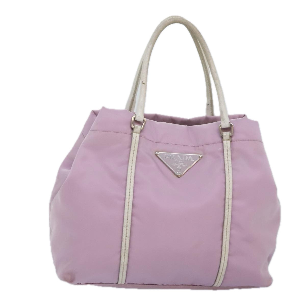 PRADA Hand Bag Nylon Pink Silver Auth ar12548