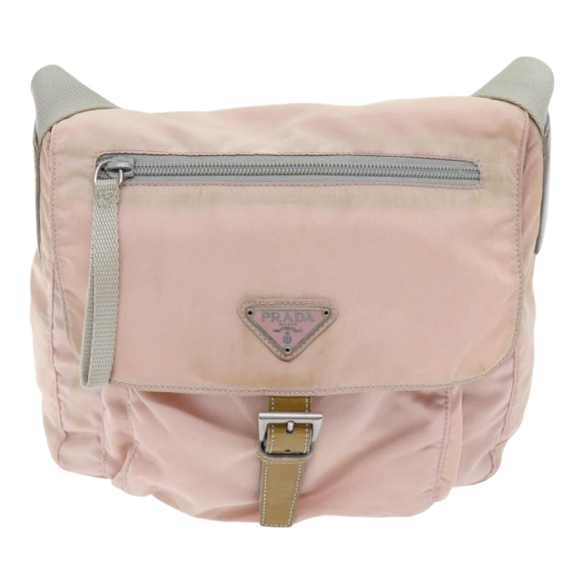 PRADA Shoulder Bag Nylon Pink Gray Silver Auth ar12550