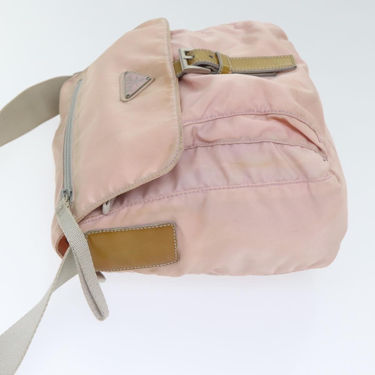 PRADA Shoulder Bag Nylon Pink Gray Silver Auth ar12550