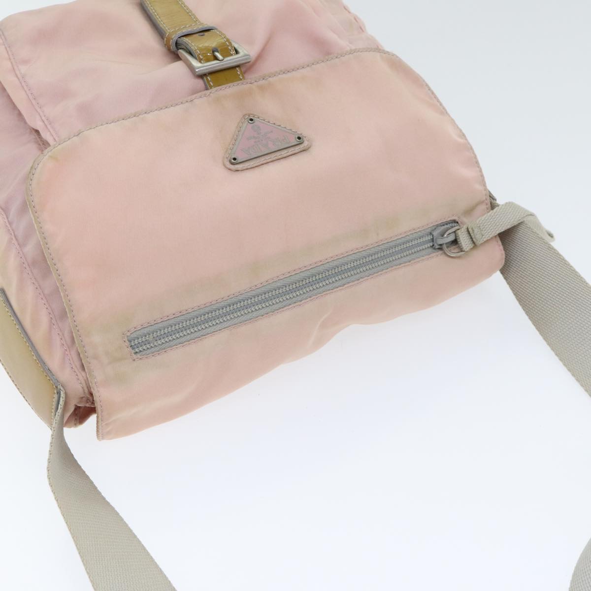 PRADA Shoulder Bag Nylon Pink Gray Silver Auth ar12550