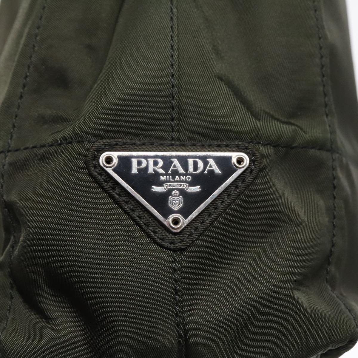 PRADA Shoulder Bag Nylon Green Silver Auth ar12552