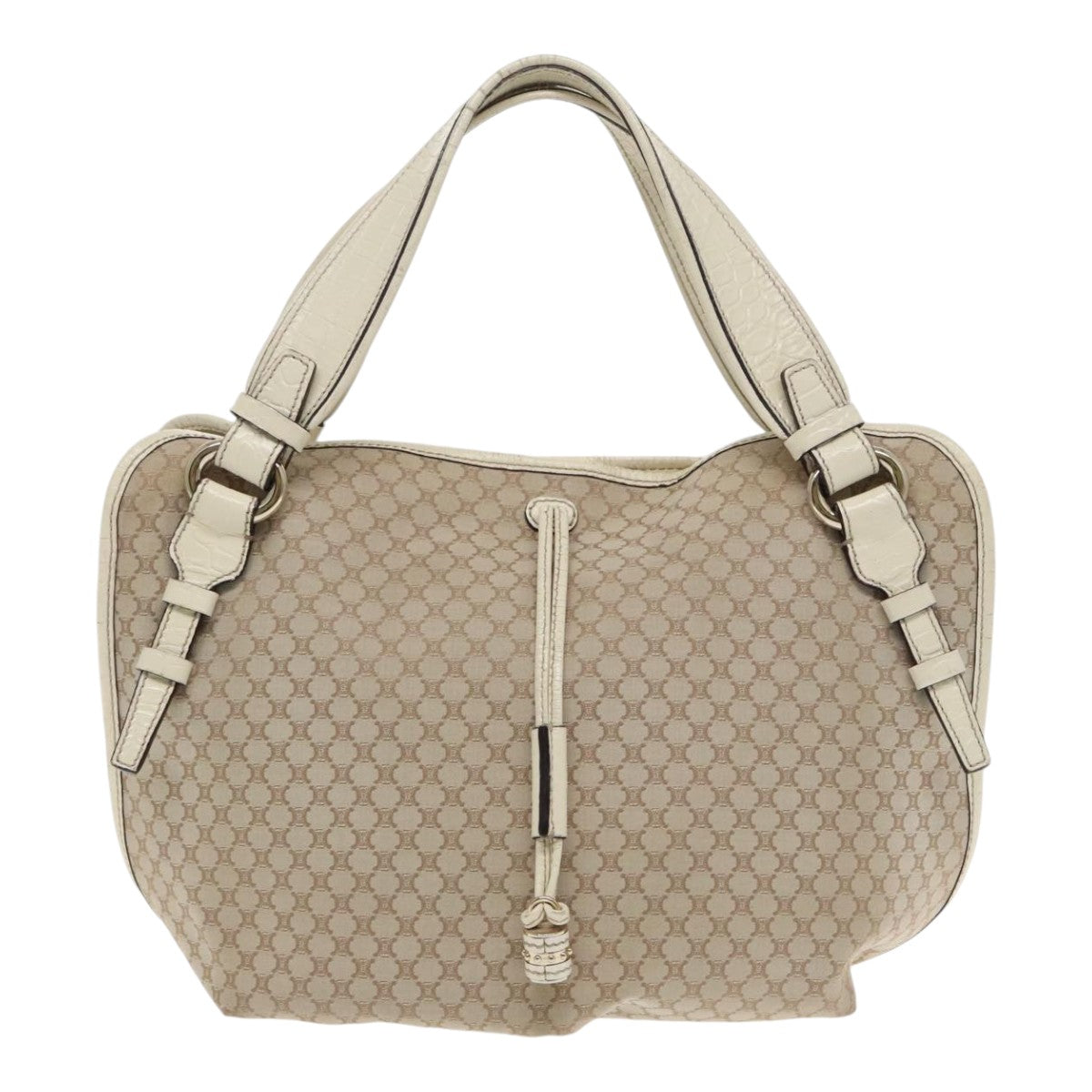 CELINE Macadam Canvas Tote Bag Beige Silver Auth ar12571 - 0