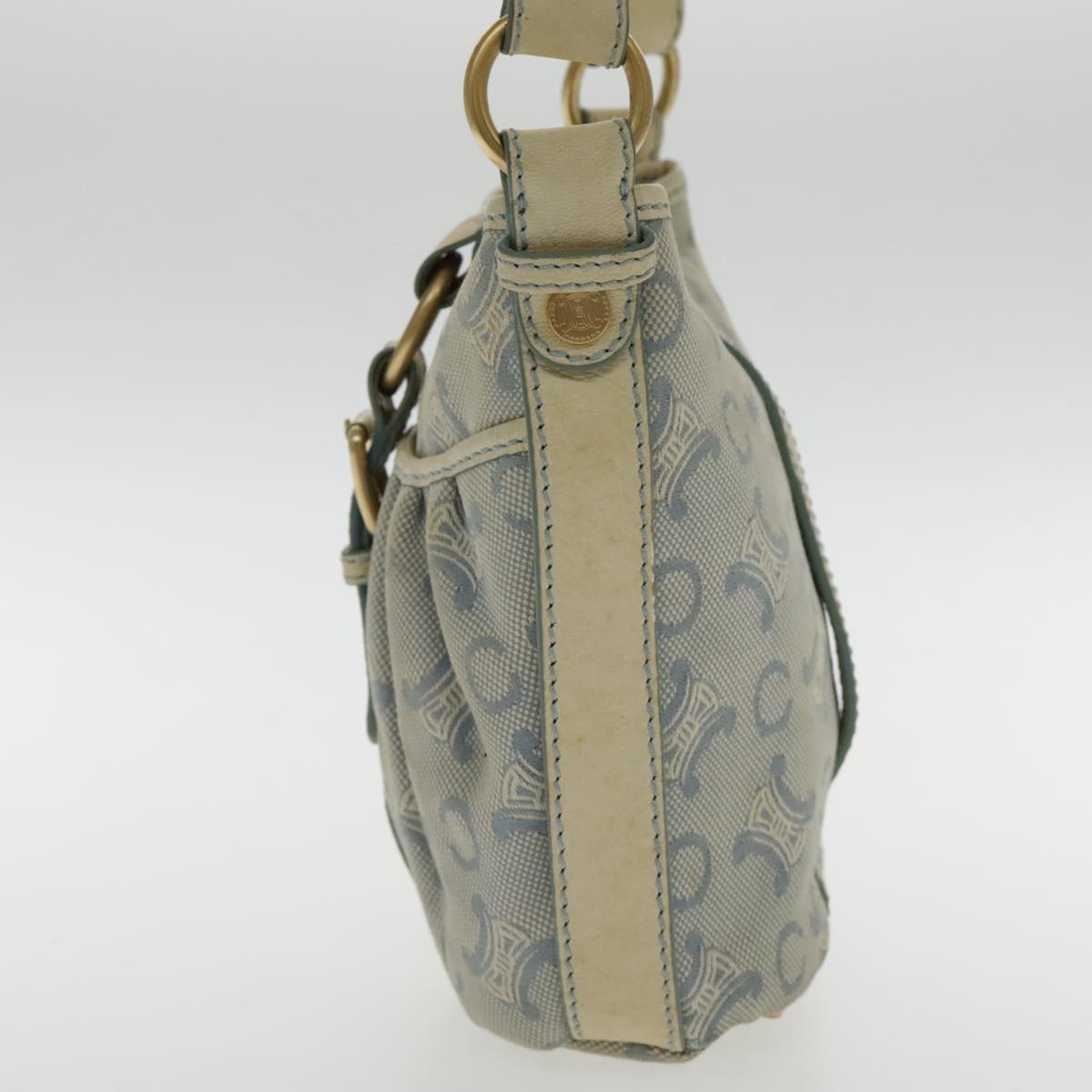 CELINE C Macadam Canvas Hand Bag Light Blue Auth ar12572