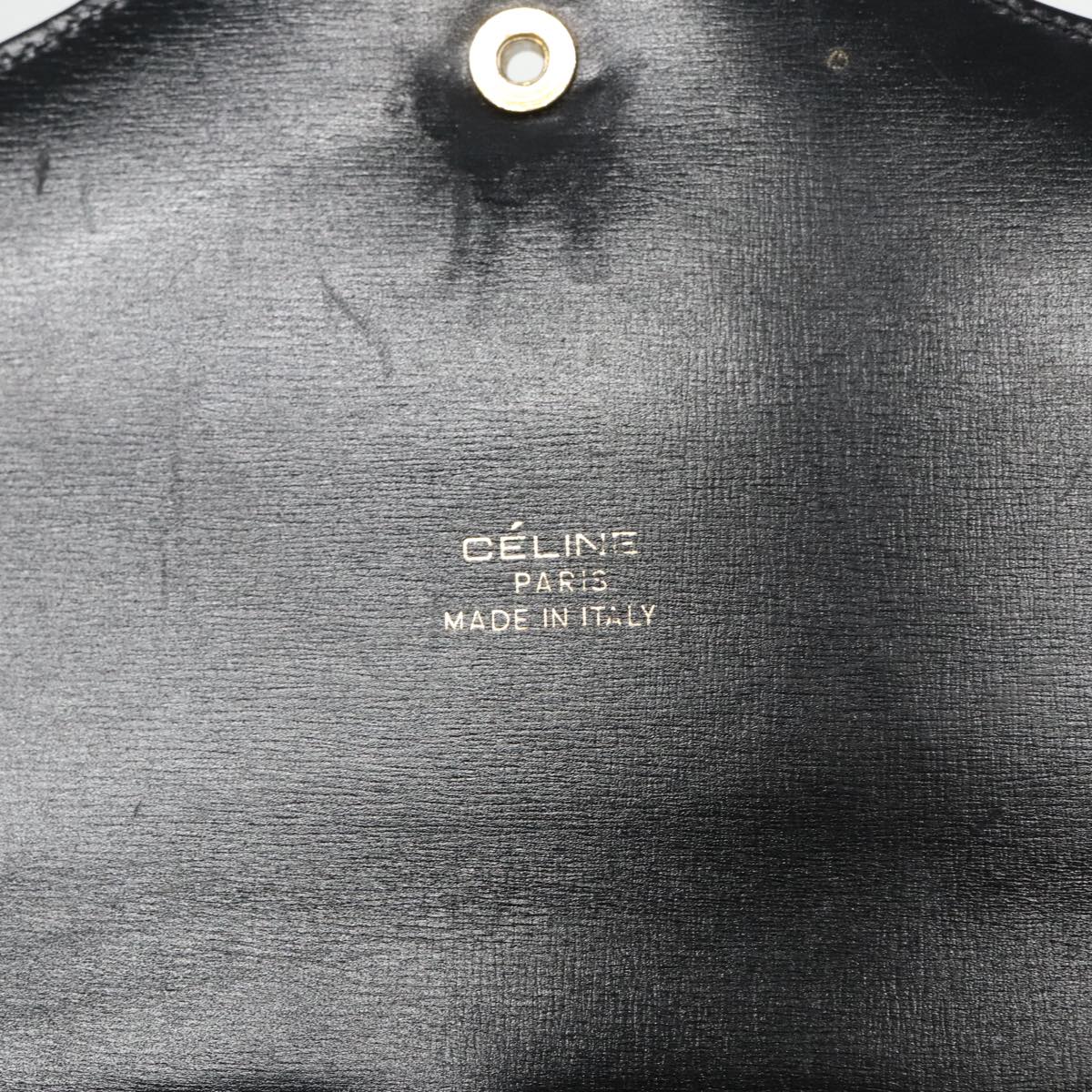 CELINE Shoulder Bag Leather Black Gold Auth ar12595