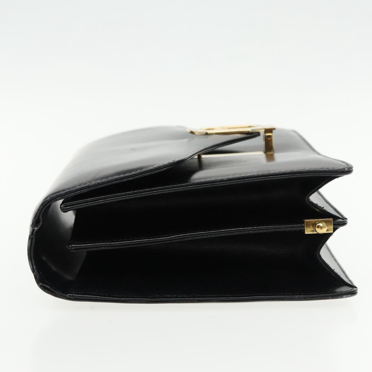 CELINE Shoulder Bag Leather Black Gold Auth ar12595