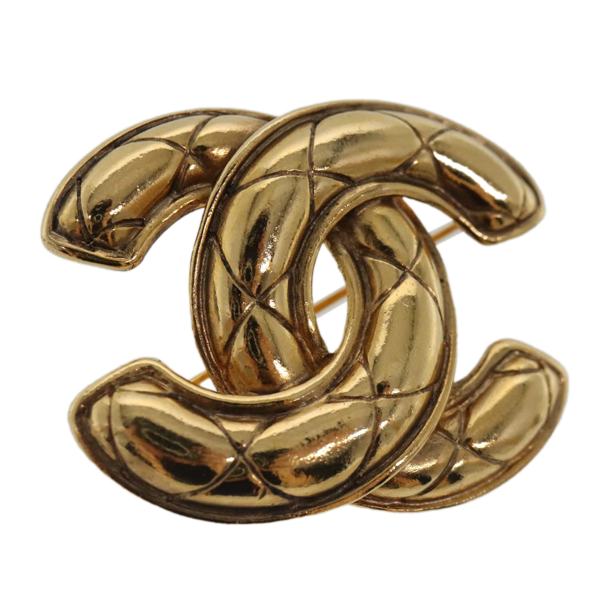 CHANEL COCO Mark Brooch metal Gold Tone CC Auth ar12602