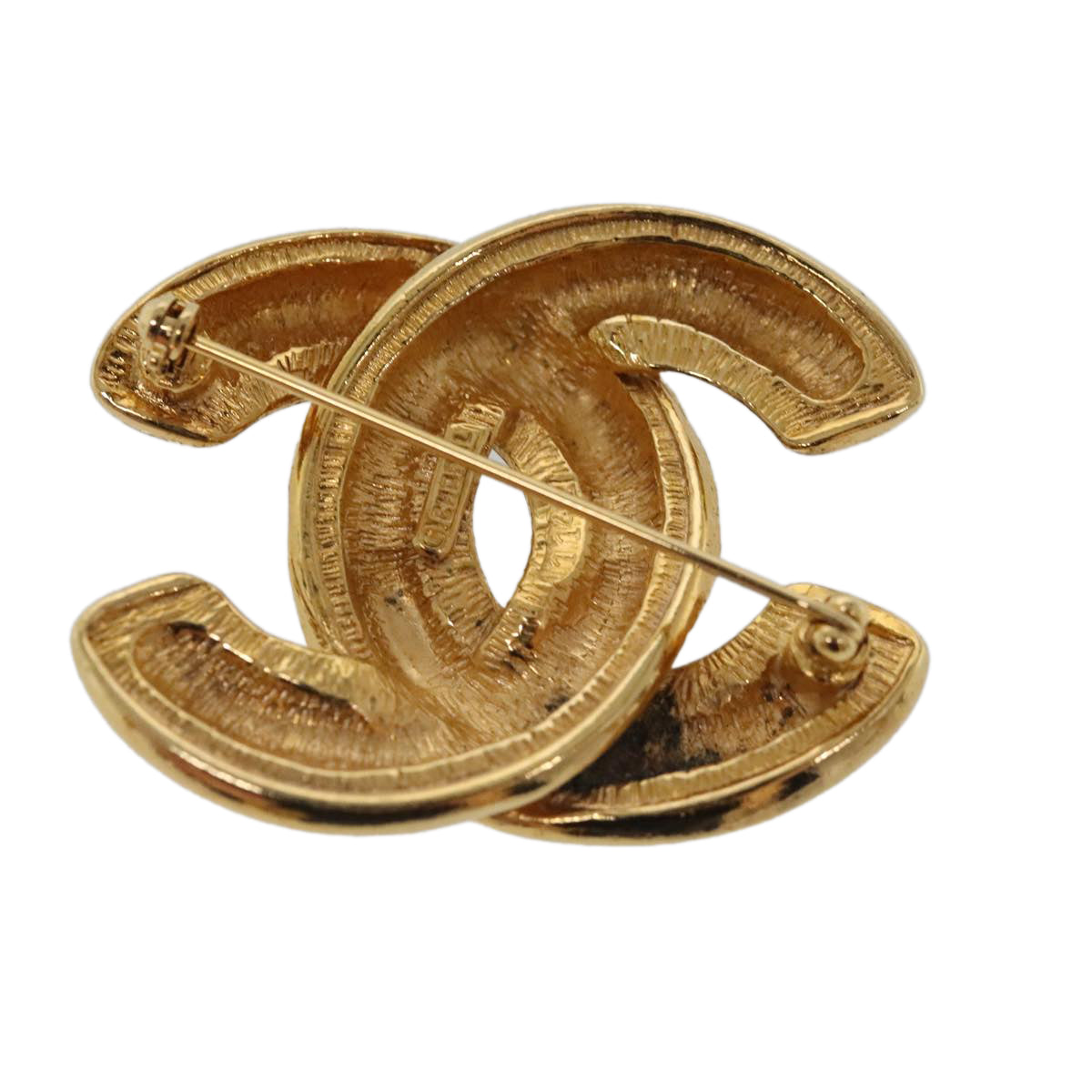 CHANEL COCO Mark Brooch metal Gold Tone CC Auth ar12602