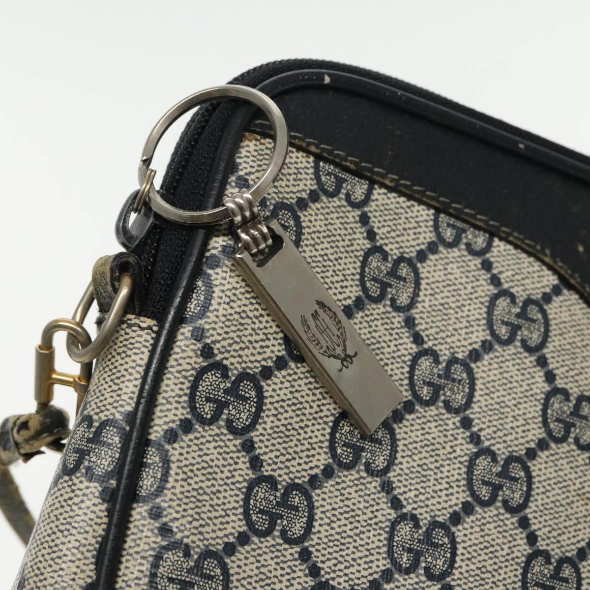 GUCCI GG Supreme Shoulder Bag PVC Navy 156 02 066 Auth ar12605