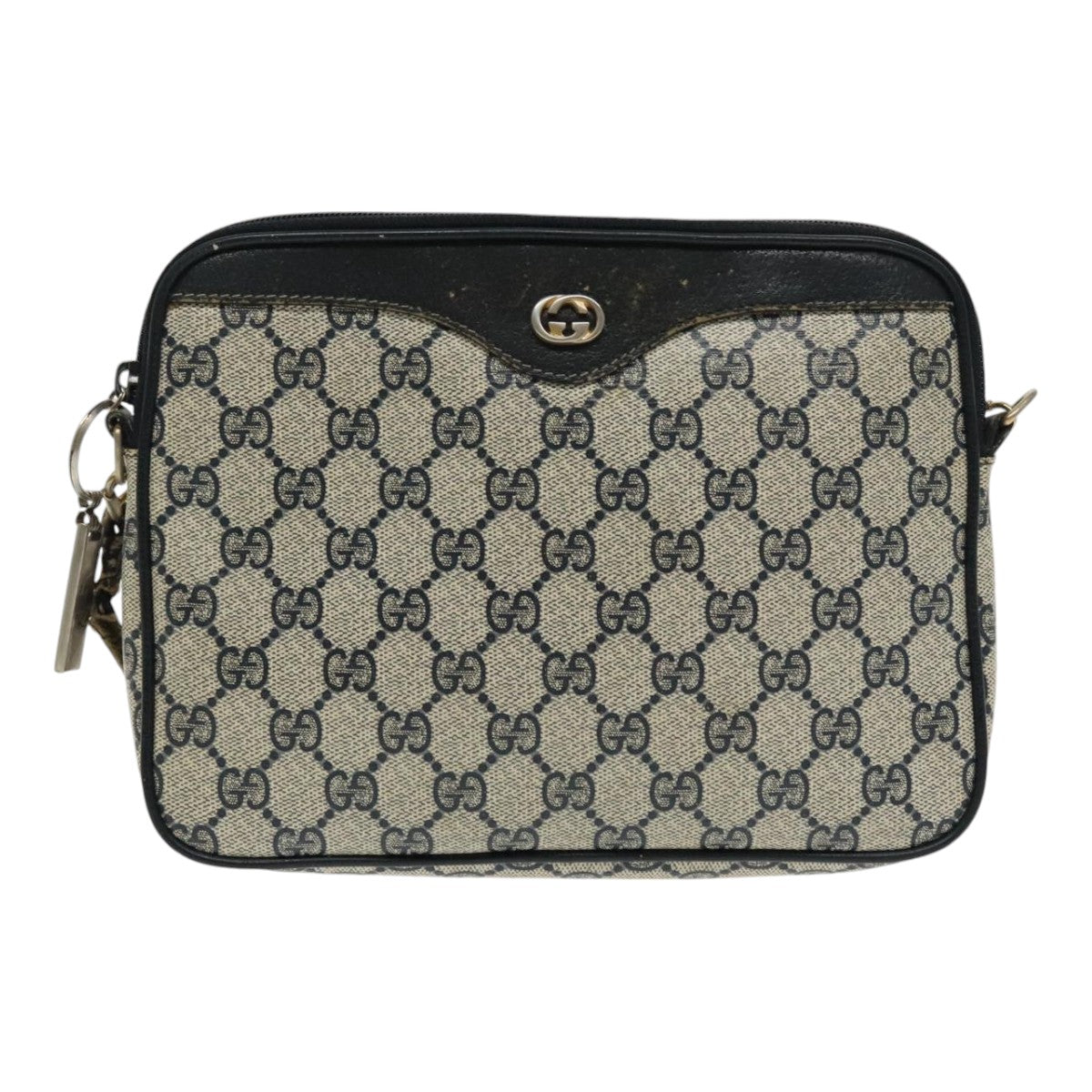 GUCCI GG Supreme Shoulder Bag PVC Navy 156 02 066 Auth ar12605