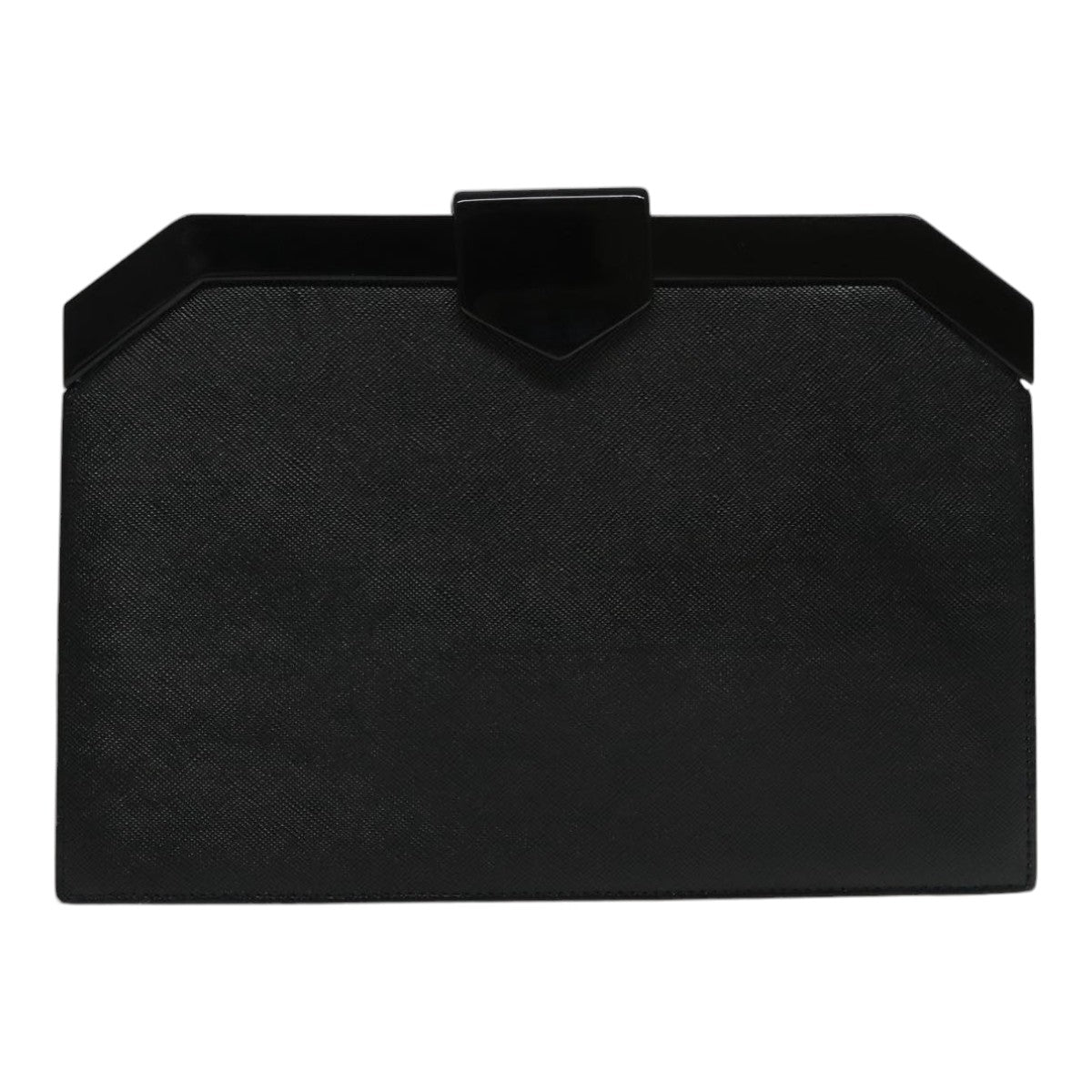 SAINT LAURENT Clutch Bag Leather Black Auth ar12614