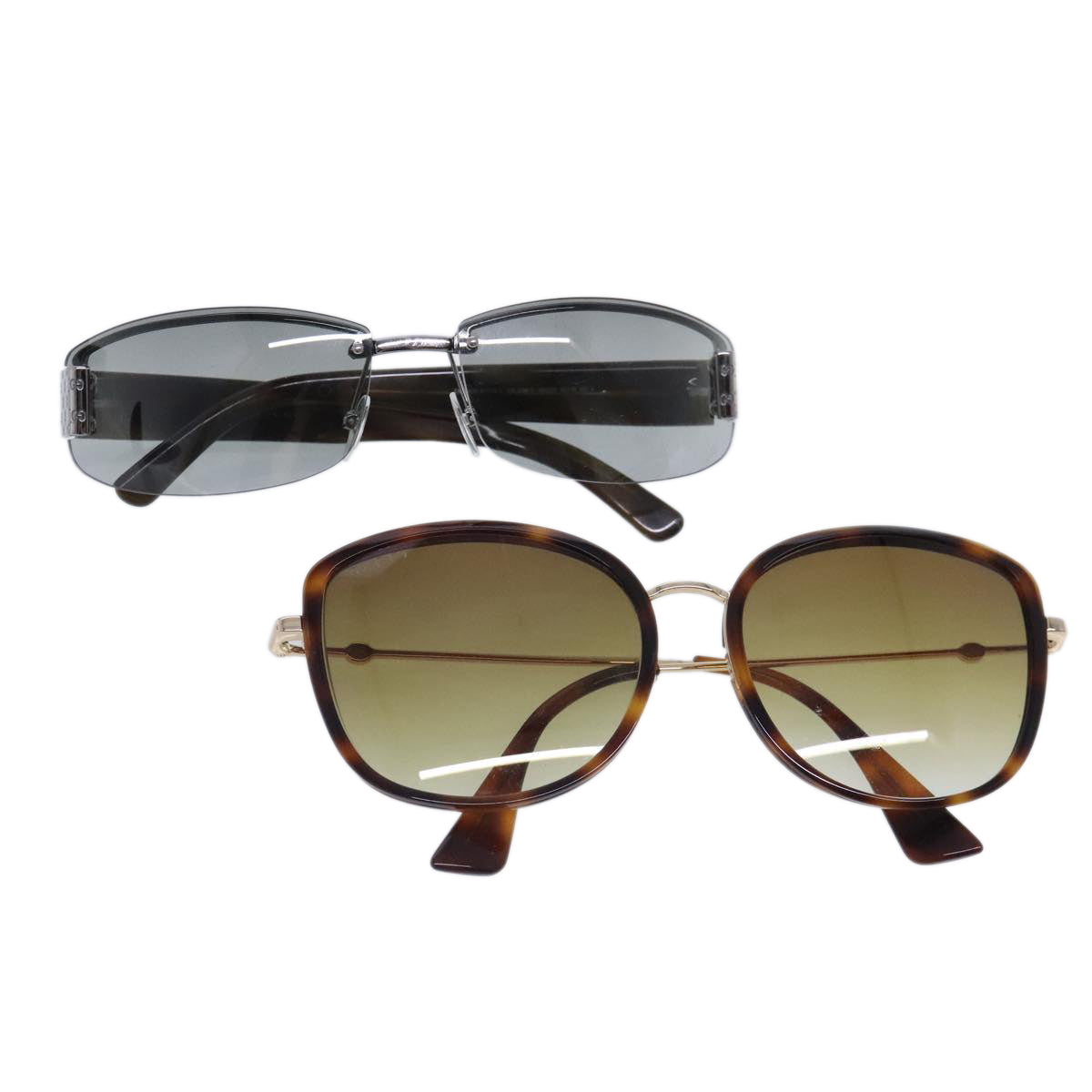 GUCCI Sunglasses metal 2Set Brown Auth ar12617