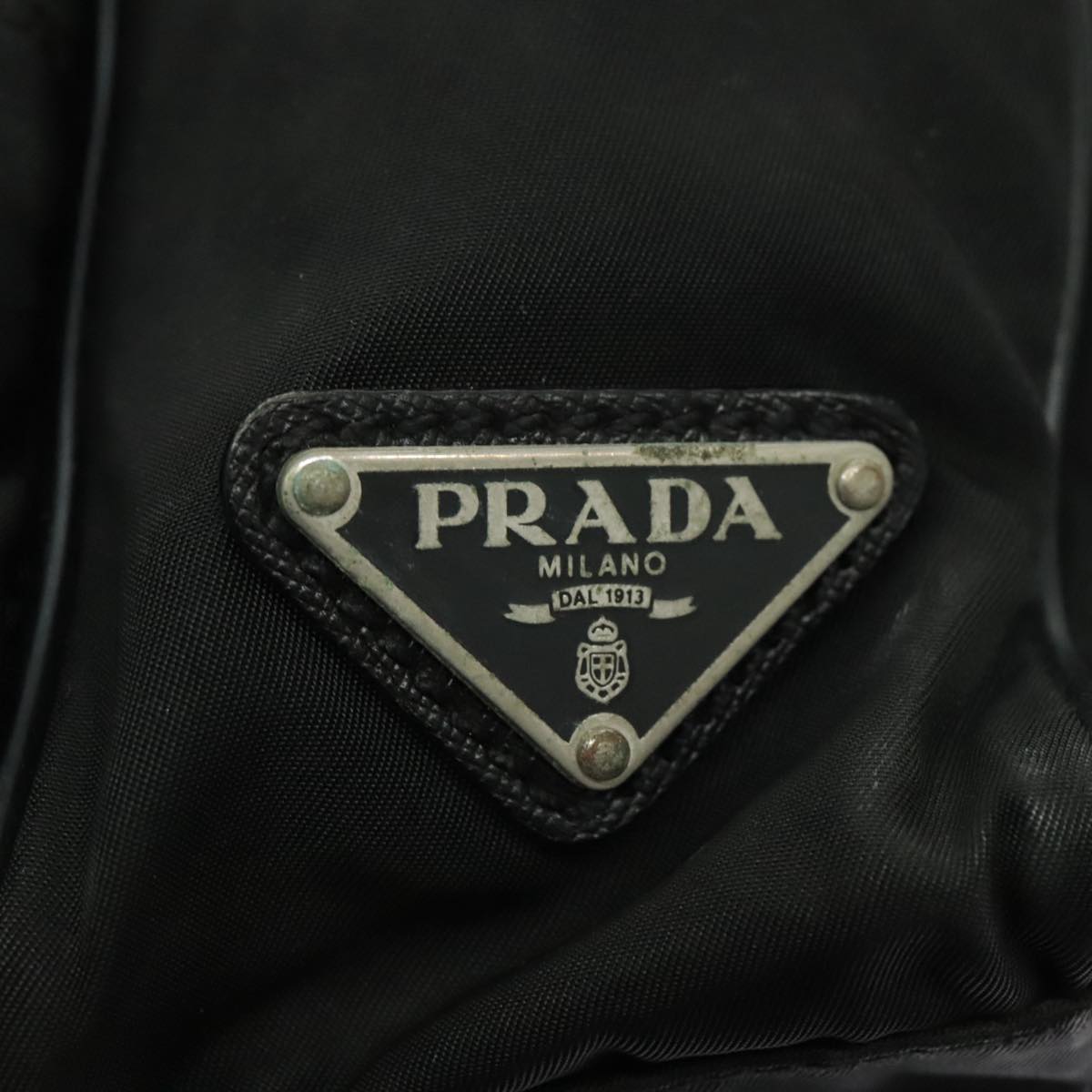 PRADA Shoulder Bag Nylon Black Silver Auth ar12622