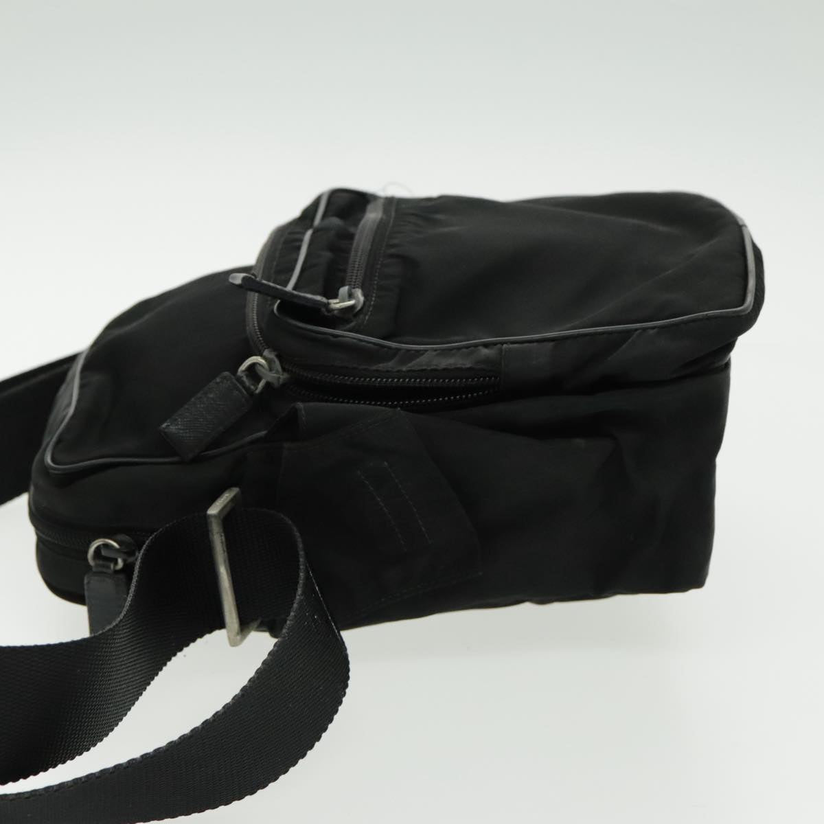 PRADA Shoulder Bag Nylon Black Silver Auth ar12622